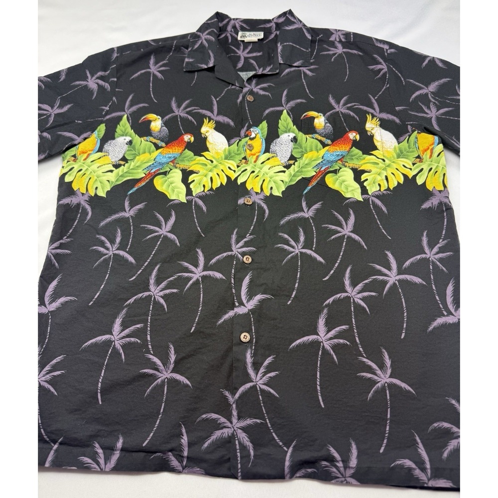 Aloha‎ Republic Mens XL Hawaiian Shirt Parrot Tropical Made In Hawaii USA